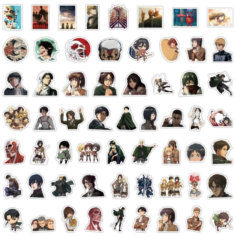 Tablet Cute Accessories - 60 Buah Stiker Anime Attack On