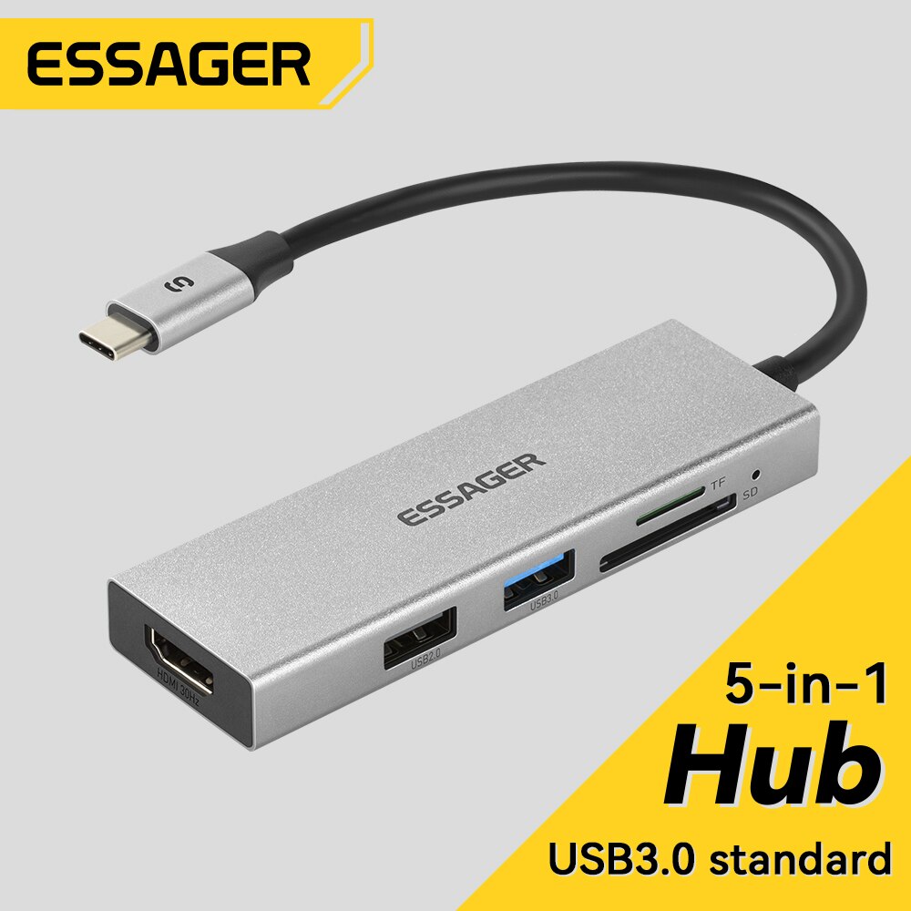 Essager 5 in 1 USB C HUB pemba - Usb Hub Type C ulasan dan harga