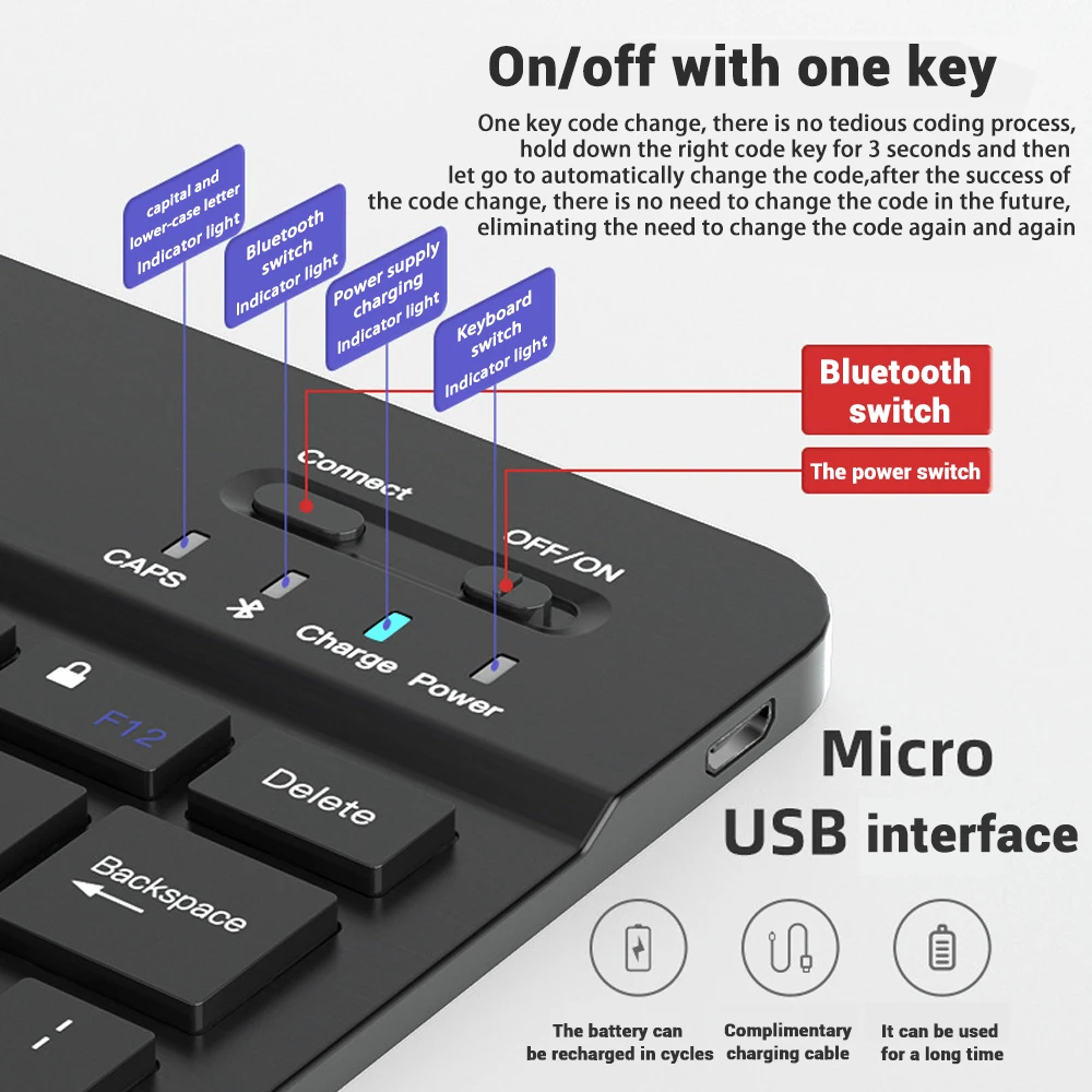 Keyboard Mini Nirkabel Bluetoo - Android Tablet Gaming Accessories ulasan dan harga